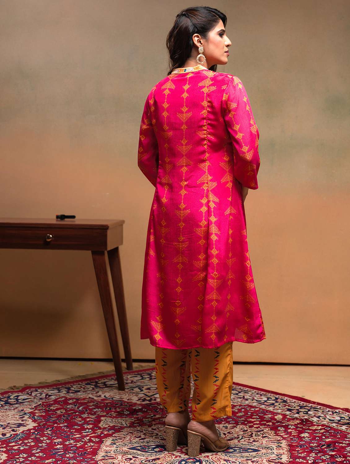 women printed three quarter sleeve kurta pant with dupatta set - 22183389 -  Standard Image - 2