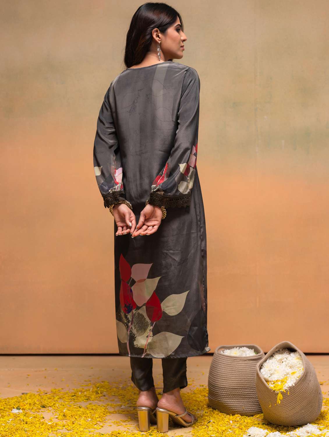 women solid with work long sleeve kurta pant with dupatta set - 22183423 -  Standard Image - 2