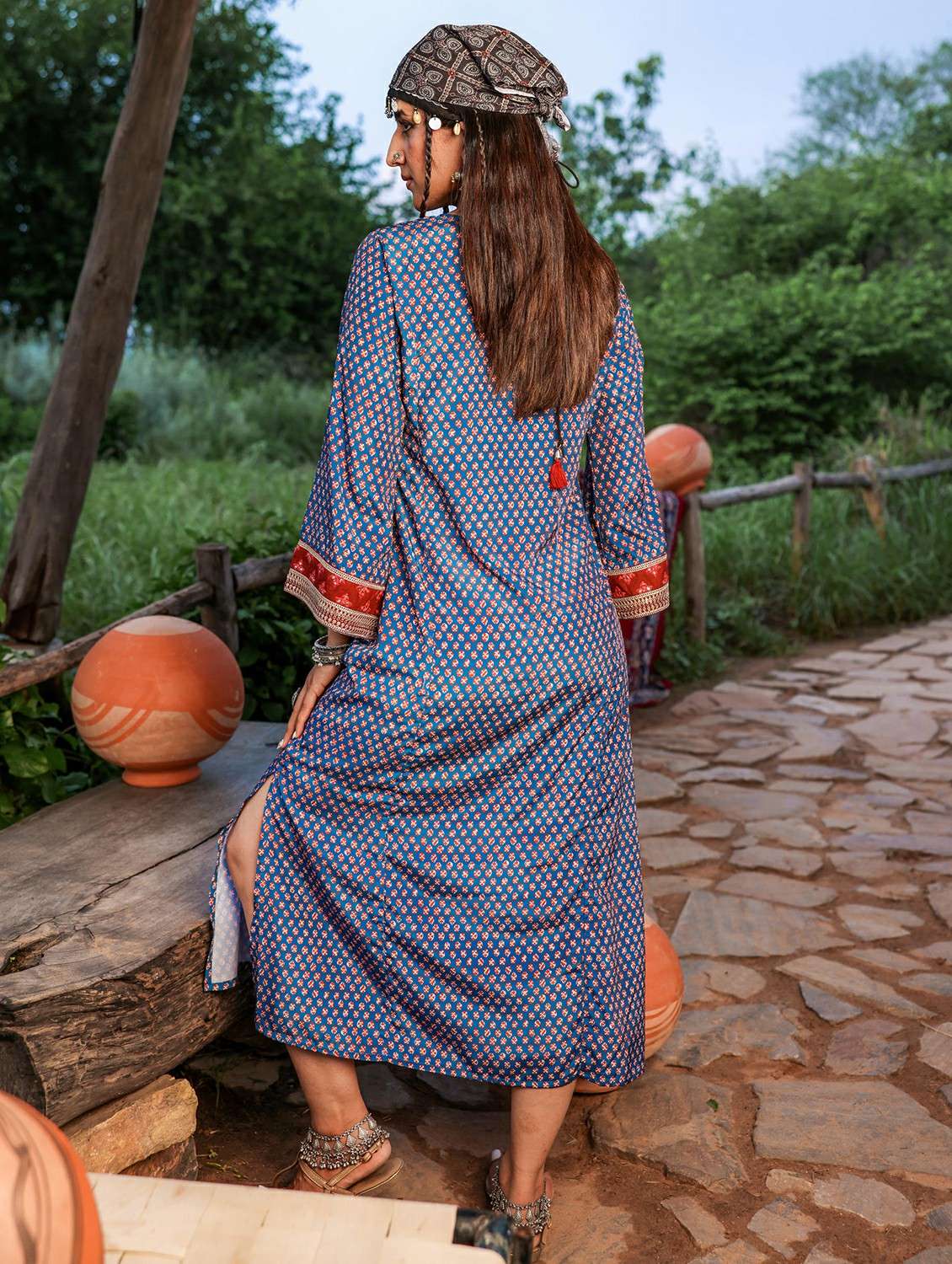 women printed long sleeve straight kurta  - 22183449 -  Standard Image - 2