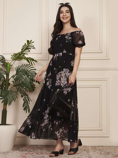 women floral print off shoulder tiered dress - 22183576 -  Standard Image - 0