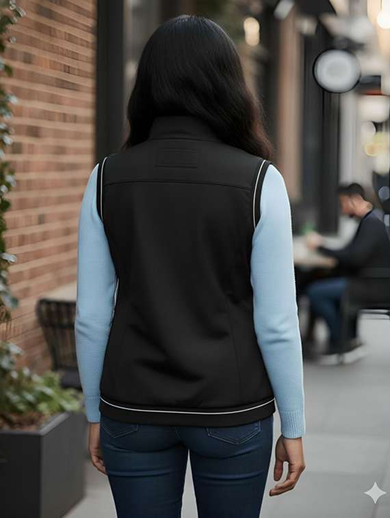 women solid sleeveless bomber jacket - 22183598 -  Standard Image - 2