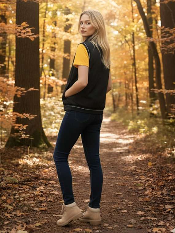 women solid sleeveless stand collar biker jacket - 22183600 -  Standard Image - 2