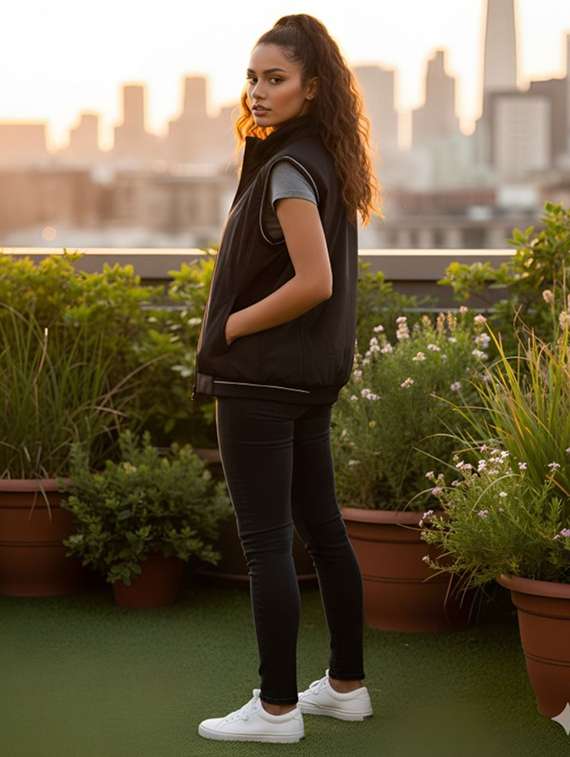 women solid sleeveless bomber jacket - 22183606 -  Standard Image - 2