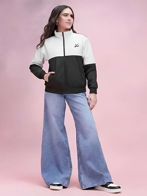 women color blocked long sleeve bomber jacket - 22183616 -  Standard Image - 2