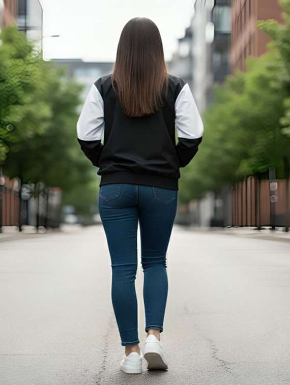 women color blocked long sleeve bomber jacket - 22183619 -  Standard Image - 2