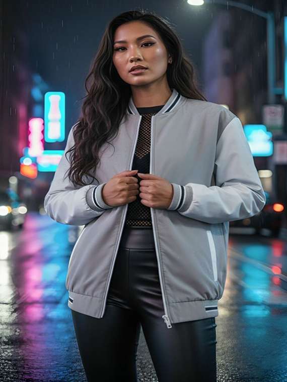 women color blocked sleeveless bomber jacket