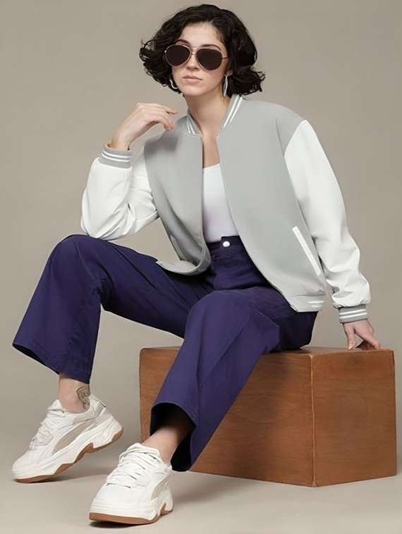 multi colored polyester varsity  jacket - 22183638 -  Standard Image - 2