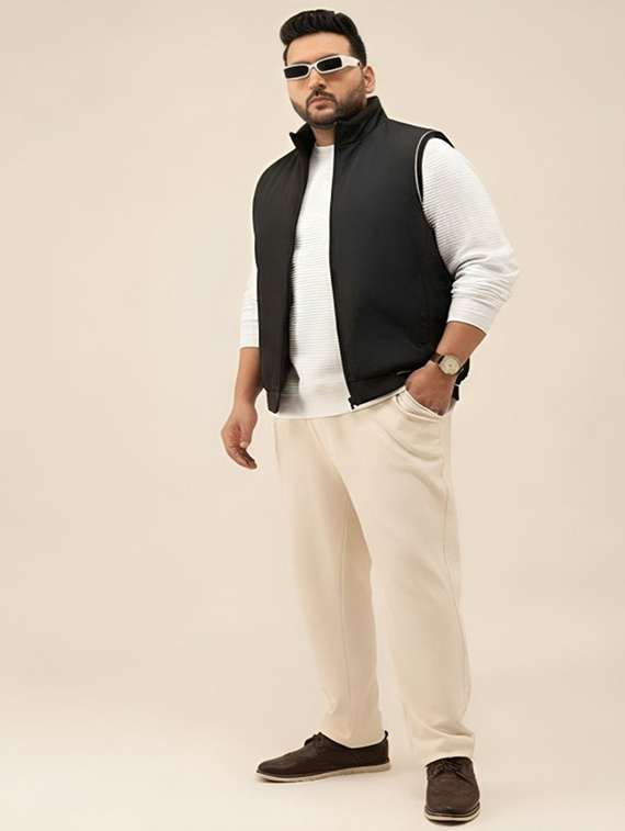 men solid sleeveless bomber jacket - 22183648 -  Standard Image - 2