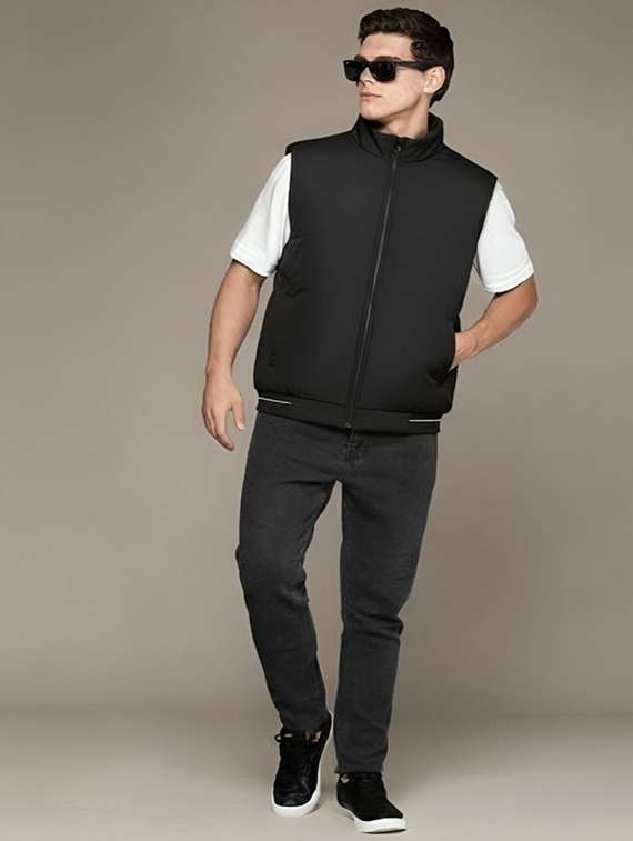 men solid sleeveless bomber jacket - 22183652 -  Standard Image - 2