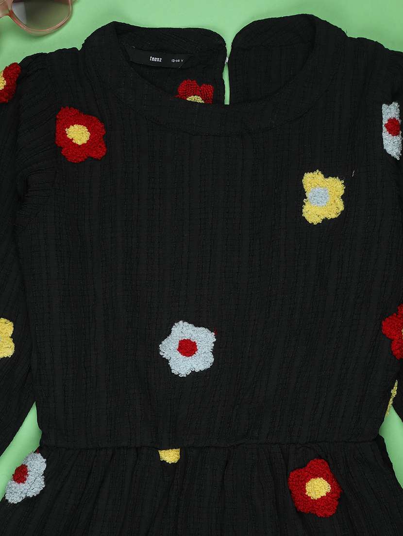 girls embroidered round neck a-line dress - 22183694 -  Standard Image - 2