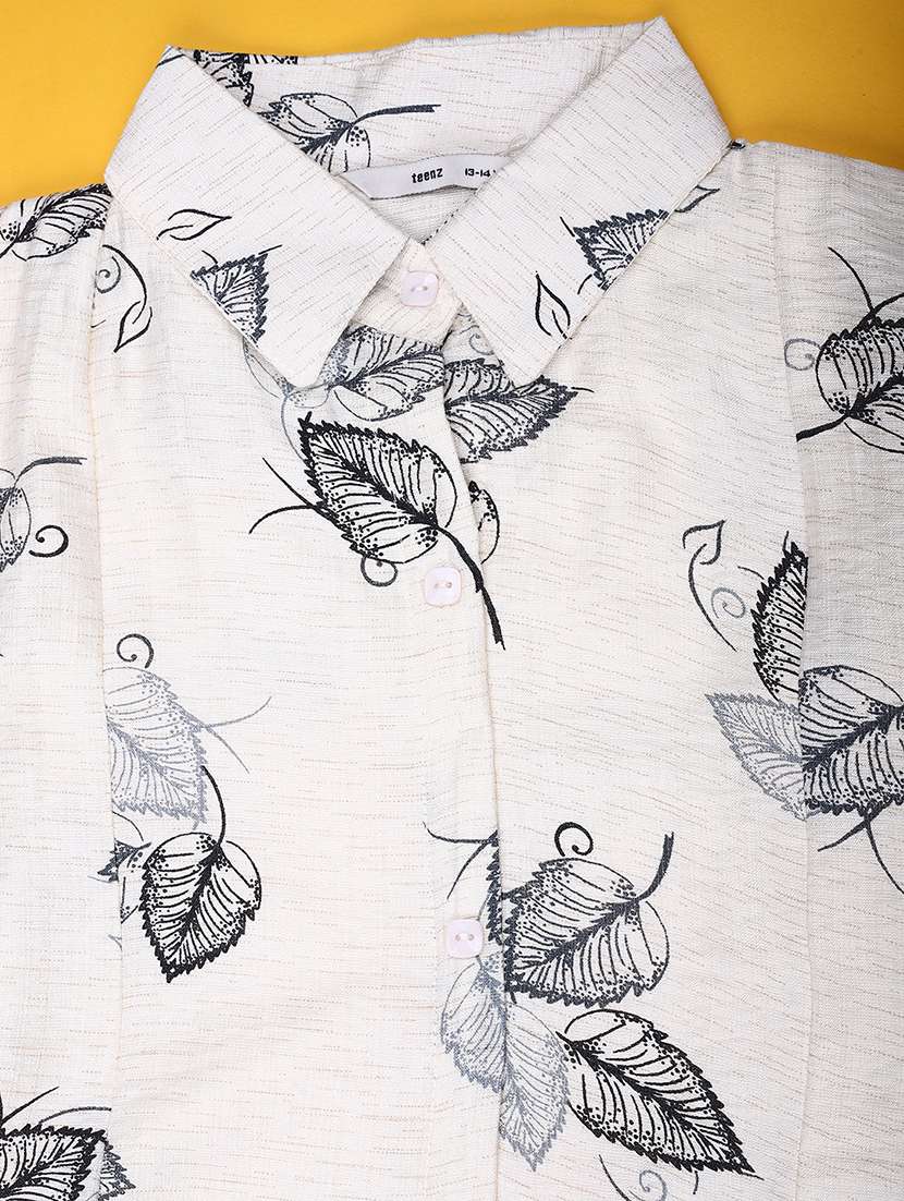 girls printed three quarter sleeve collared shirt dress - 22183703 -  Standard Image - 2