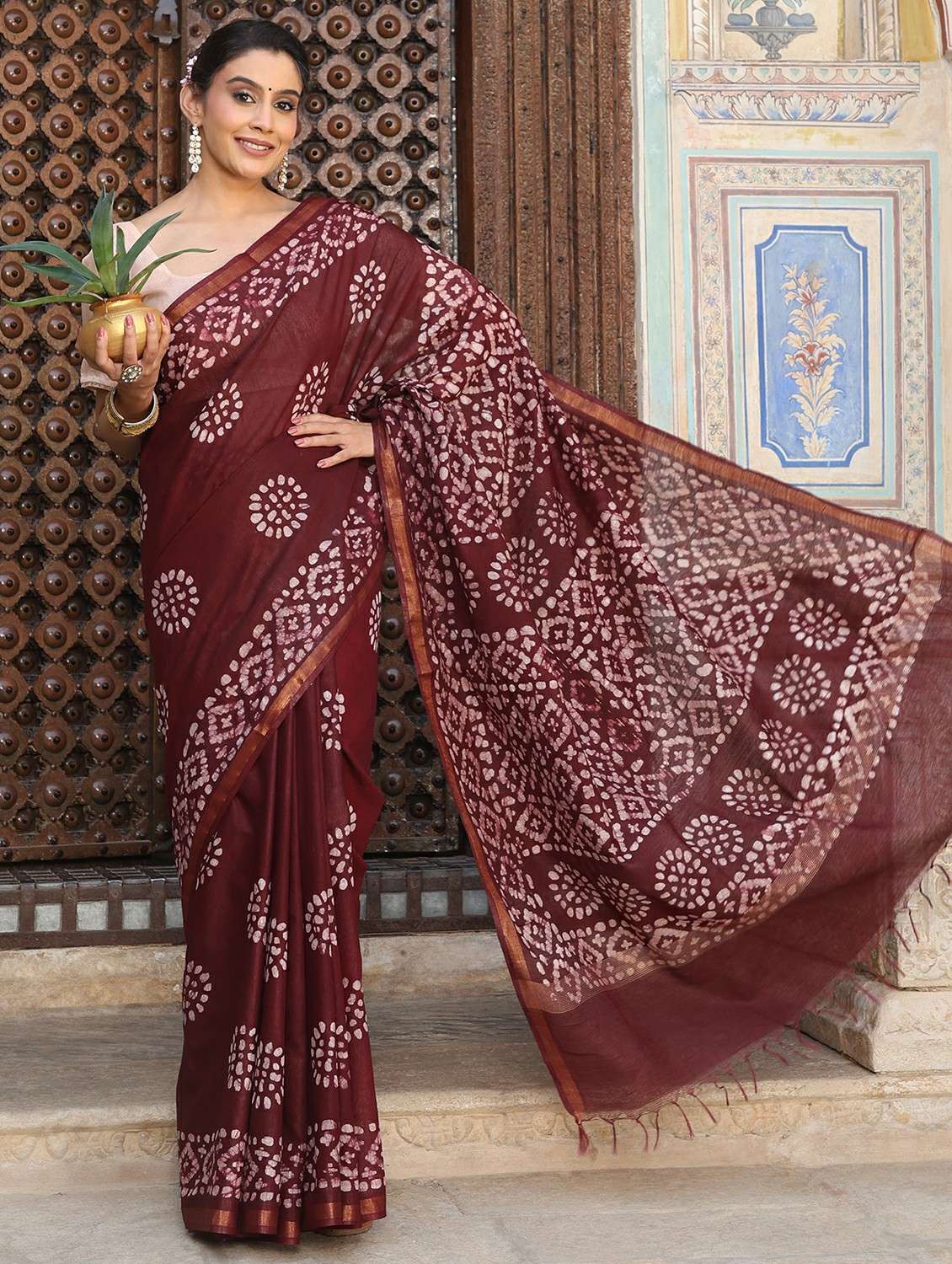 women batik printed saree with blouse - 22183722 -  Standard Image - 2