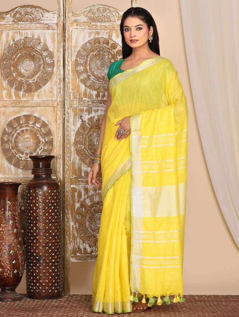 women solid with bordered saree with blouse - 22183746 -  Standard Image - 2