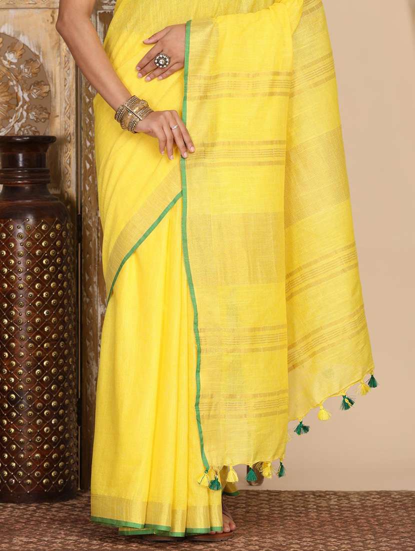 women solid with bordered saree with blouse - 22183747 -  Standard Image - 7