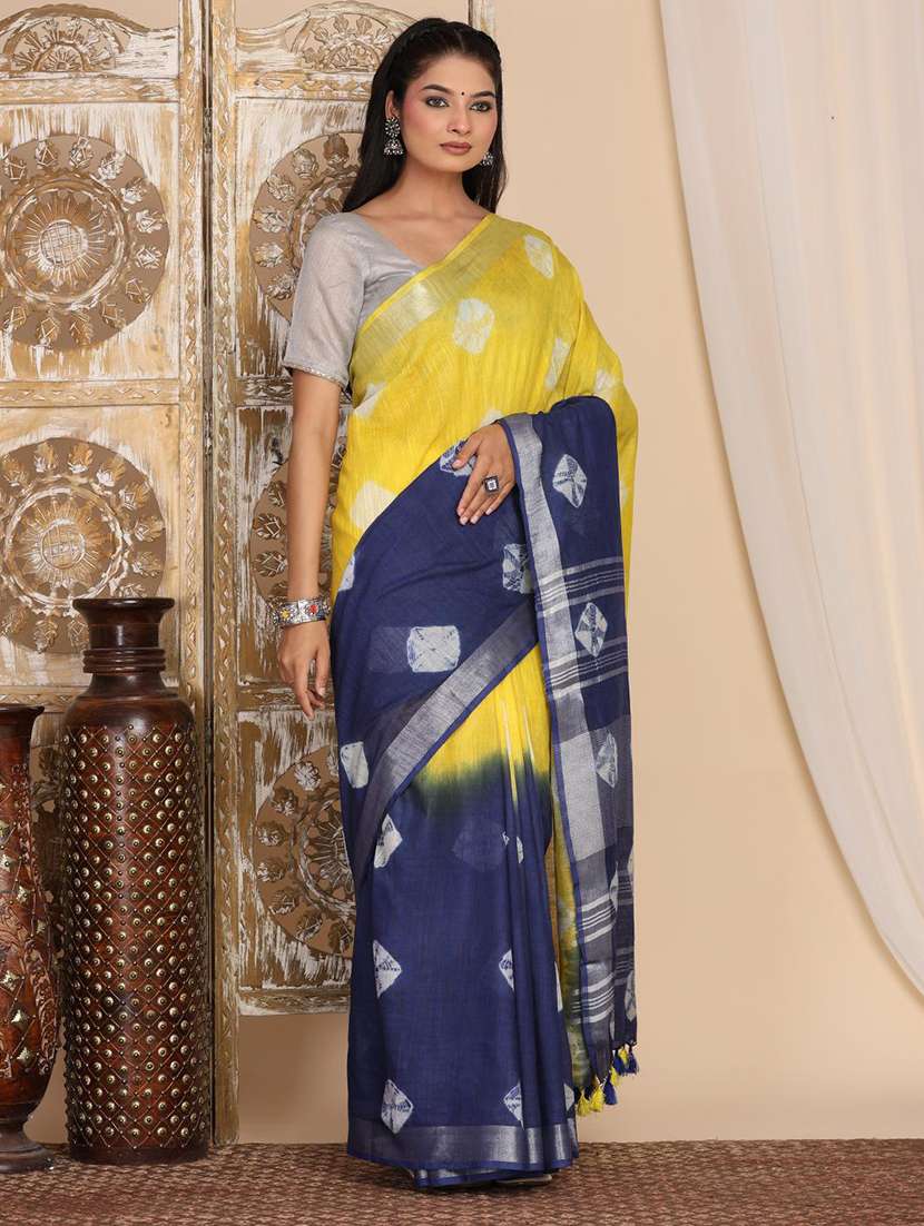 women tie & dye printed saree with blouse - 22183748 -  Standard Image - 2