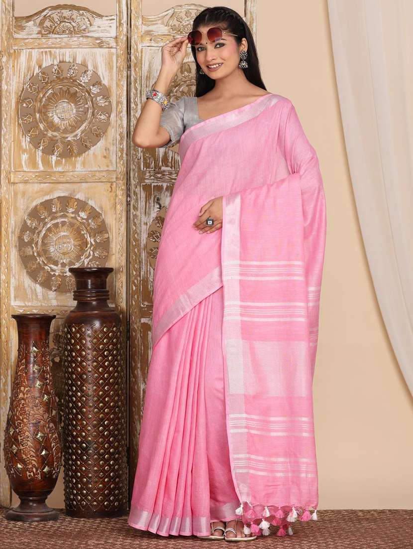 women solid with bordered saree with blouse - 22183751 -  Standard Image - 2
