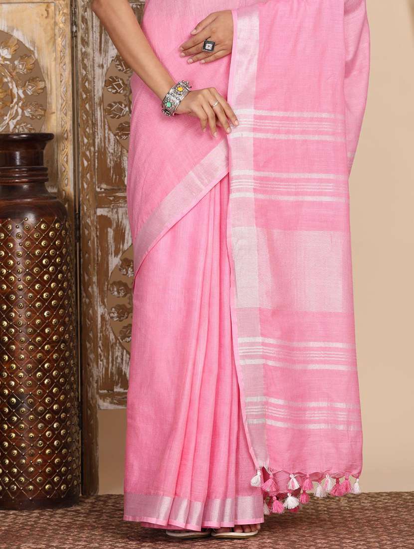 women solid with bordered saree with blouse - 22183751 -  Standard Image - 7