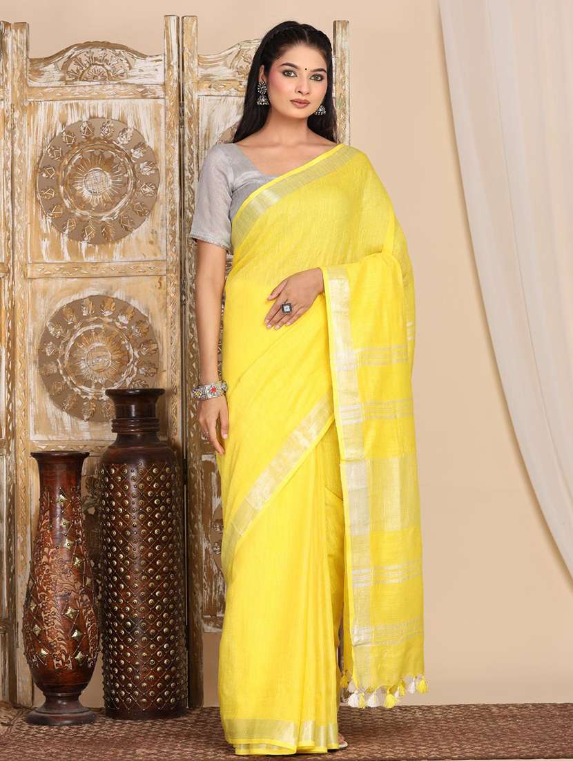 women solid with bordered saree with blouse - 22183752 -  Standard Image - 2