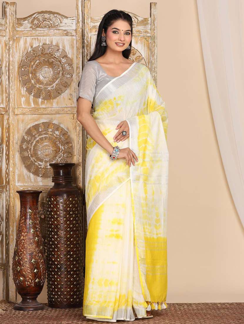 women tie & dye printed saree with blouse - 22183754 -  Standard Image - 2