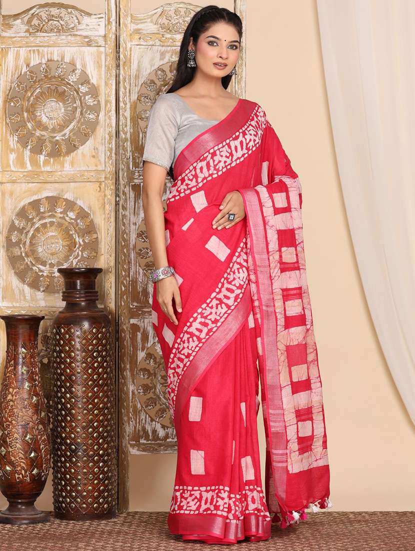 women batik printed saree with blouse - 22183755 -  Standard Image - 2