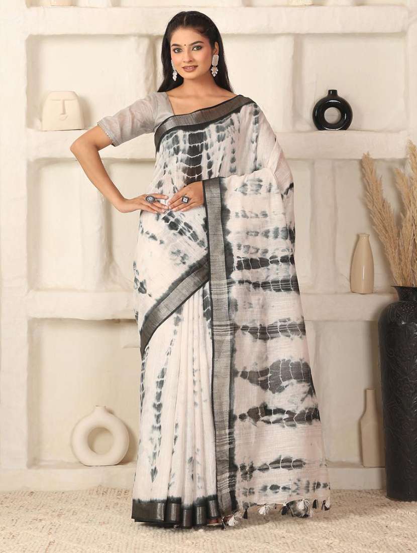 women tie & dye printed saree with blouse - 22183760 -  Standard Image - 2