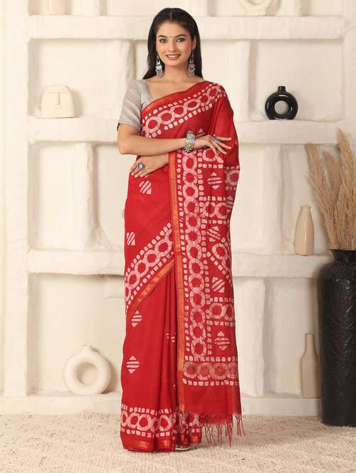 women batik printed saree with blouse - 22183763 -  Standard Image - 0