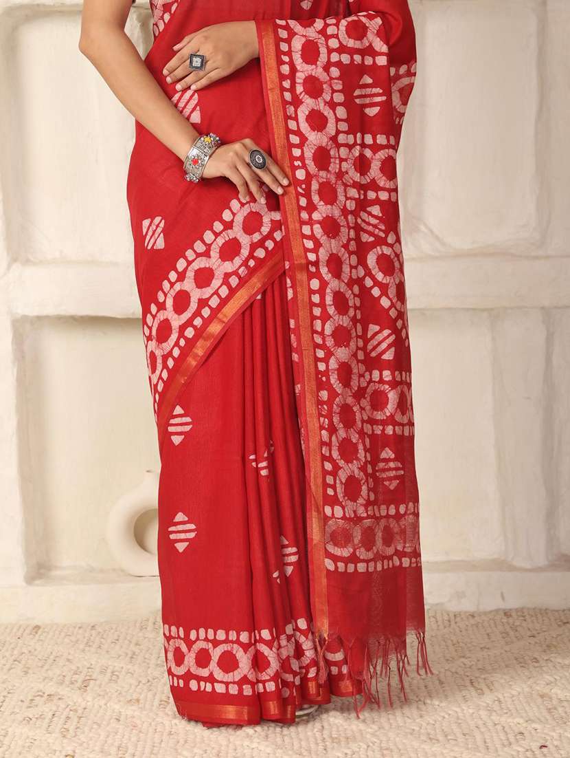women batik printed saree with blouse - 22183763 -  Standard Image - 7