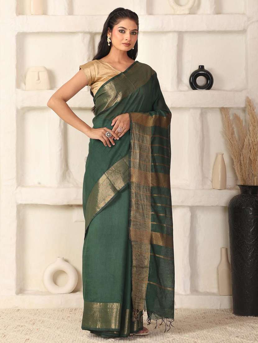 women solid with bordered saree with blouse - 22183771 -  Standard Image - 2