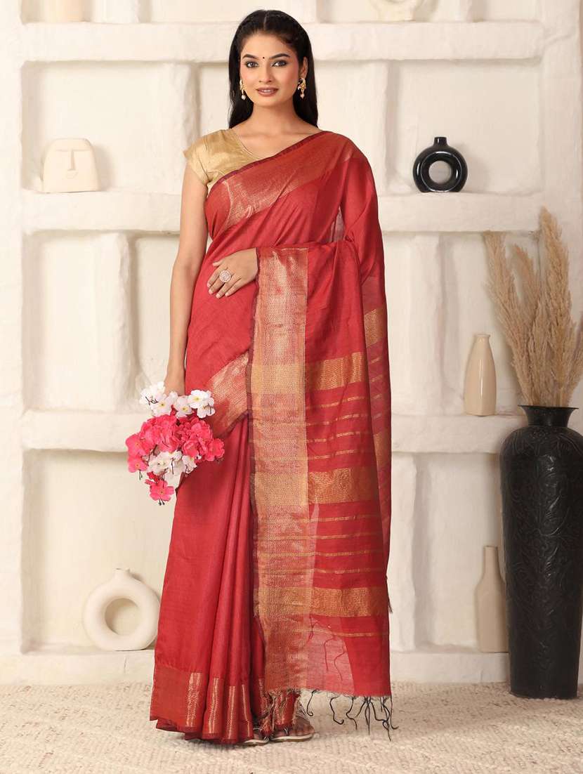 women solid with bordered saree with blouse - 22183773 -  Standard Image - 2