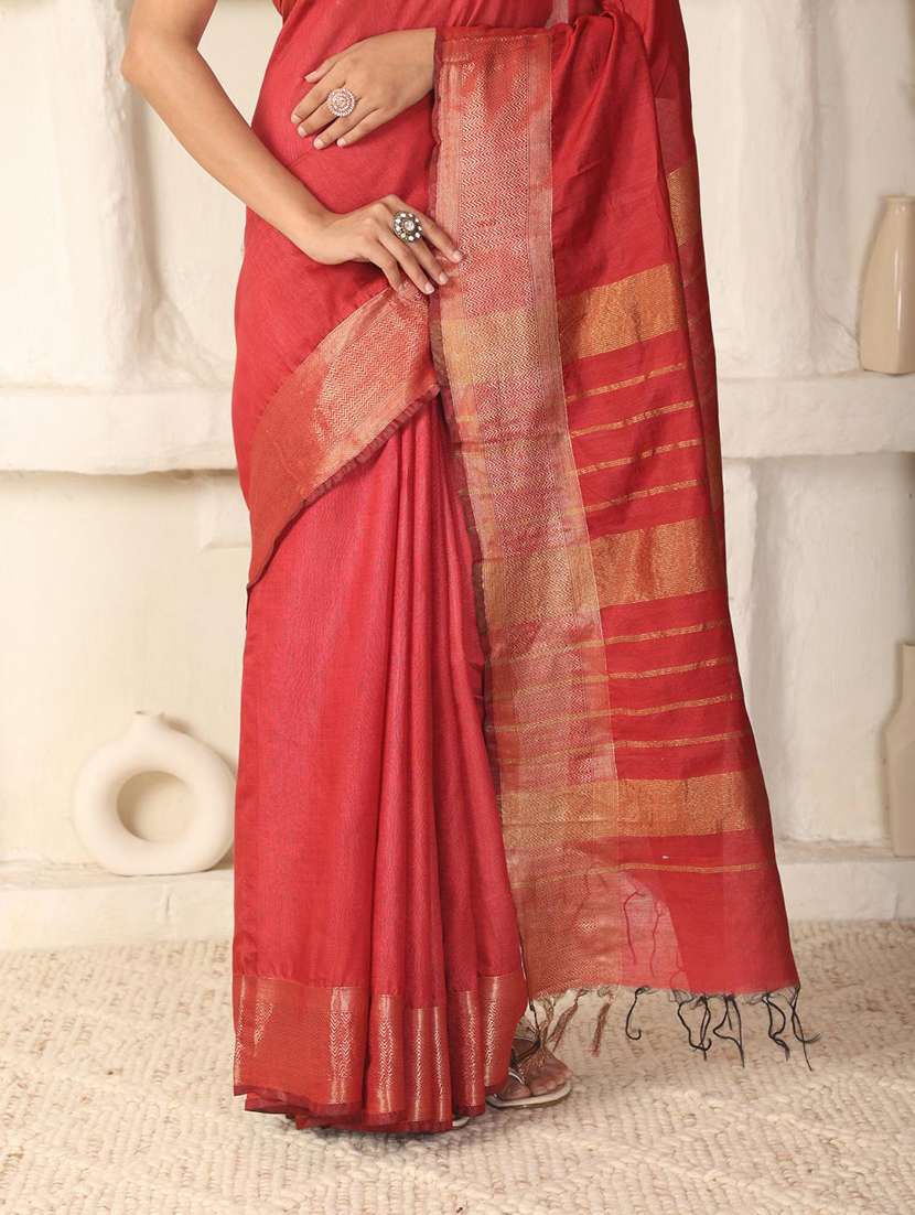 women solid with bordered saree with blouse - 22183773 -  Standard Image - 7