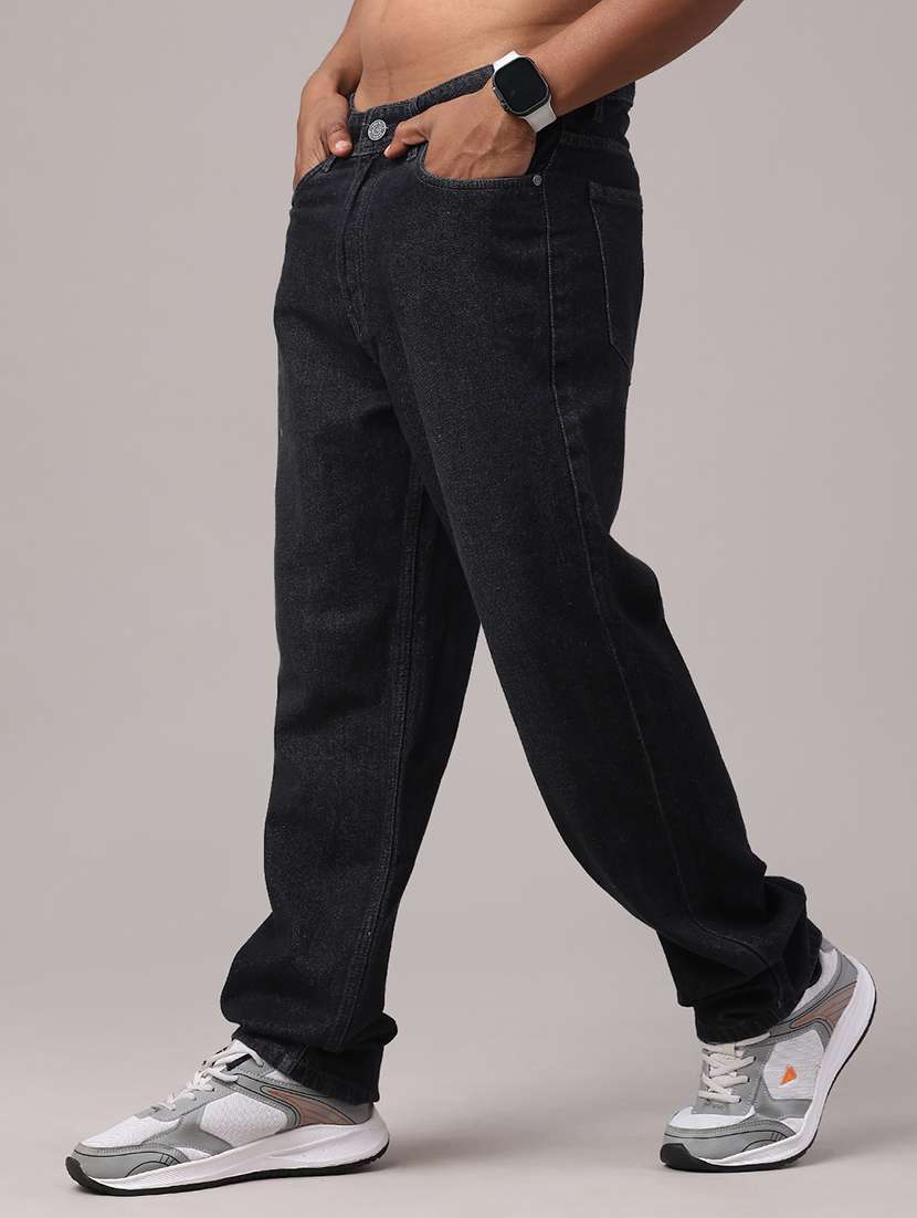 men plain mid rise full length relaxed fit jeans - 22183879 -  Standard Image - 2