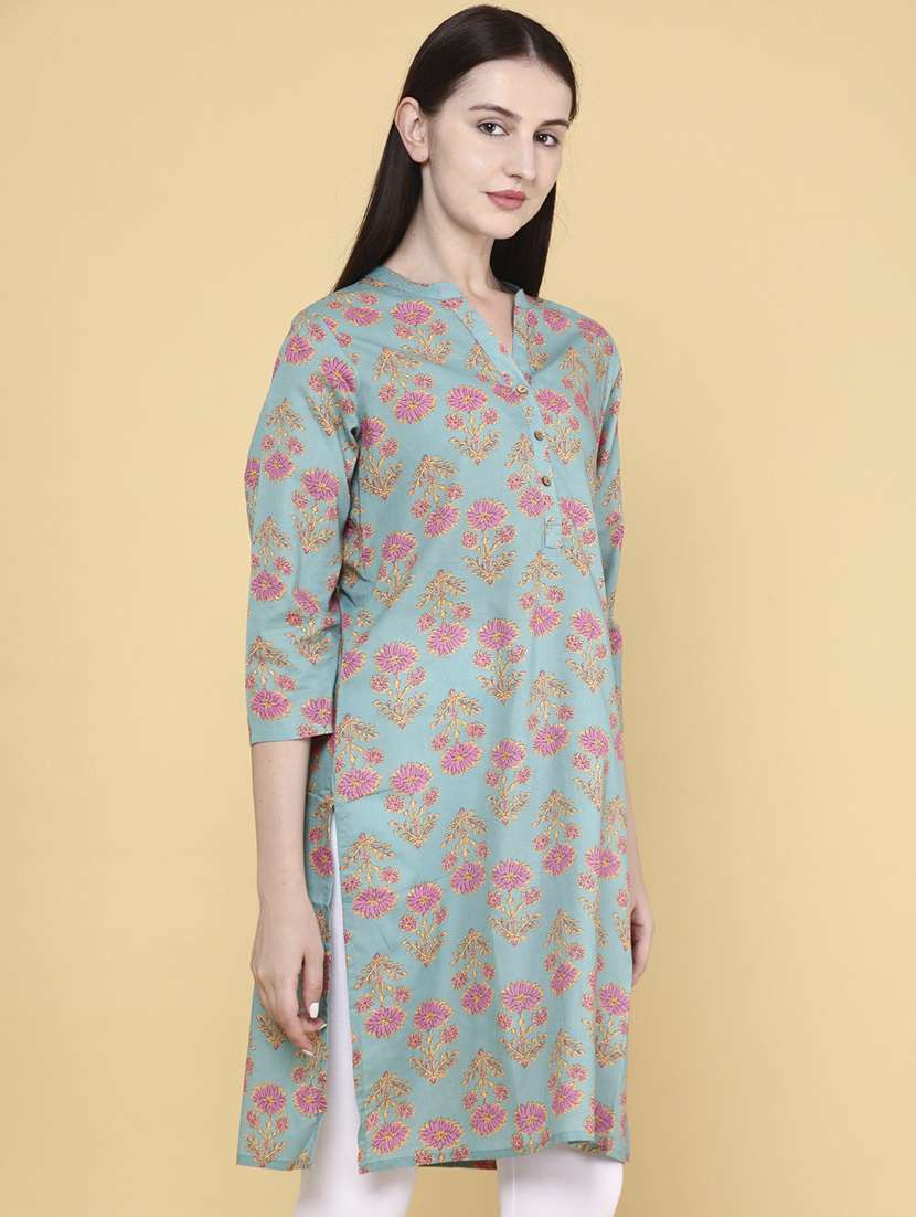 women printed cotton straight kurta - 22183903 -  Standard Image - 2