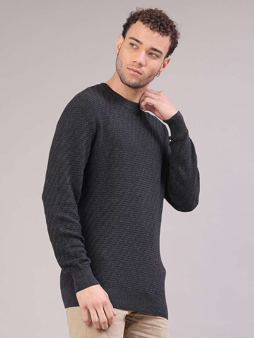 men self design long sleeve regular fit pullover - 22183904 -  Standard Image - 2