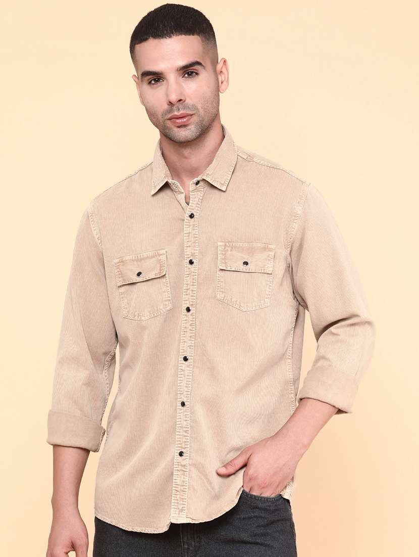 men solid long sleeve regular fit casual shirt