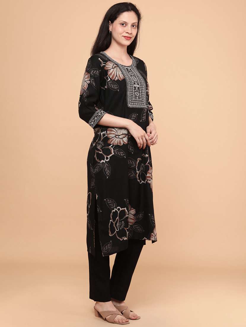 black cotton kurta pant  set - 22183983 -  Standard Image - 2