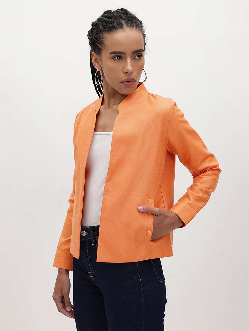 women solid long sleeve regular jacket - 22184097 -  Standard Image - 2