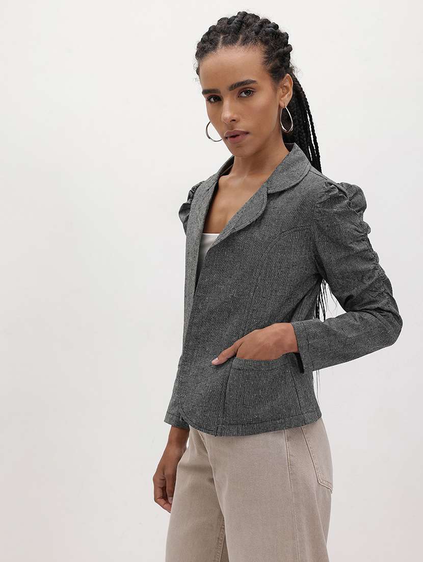 women solid long sleeve regular jacket - 22184098 -  Standard Image - 2
