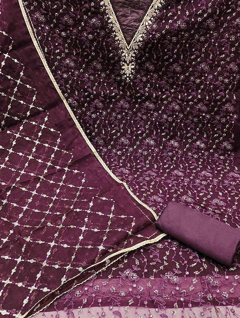 women solid with work embroidered unstitched suit set - 22184103 -  Standard Image - 2