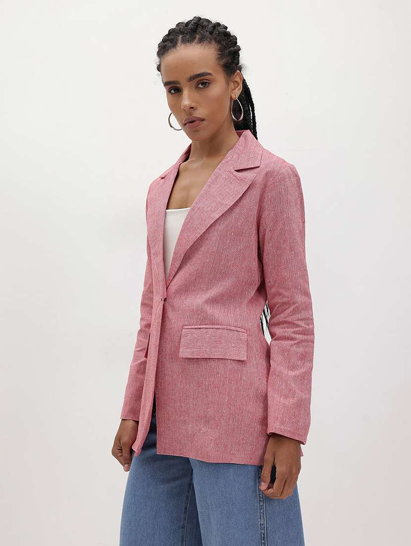 women solid long sleeve single breasted blazer - 22184199 -  Standard Image - 2