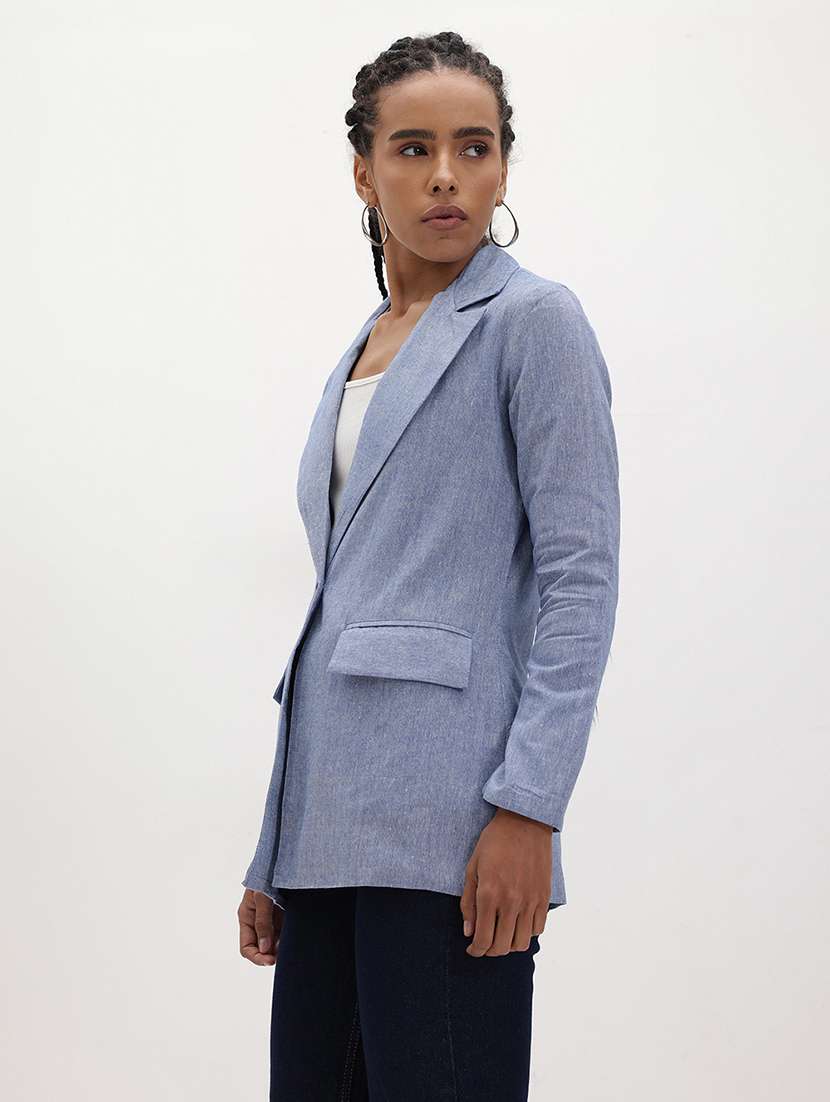 women solid long sleeve single breasted blazer - 22184200 -  Standard Image - 2