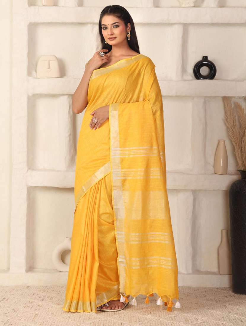 women solid with bordered saree with blouse - 22184204 -  Standard Image - 2