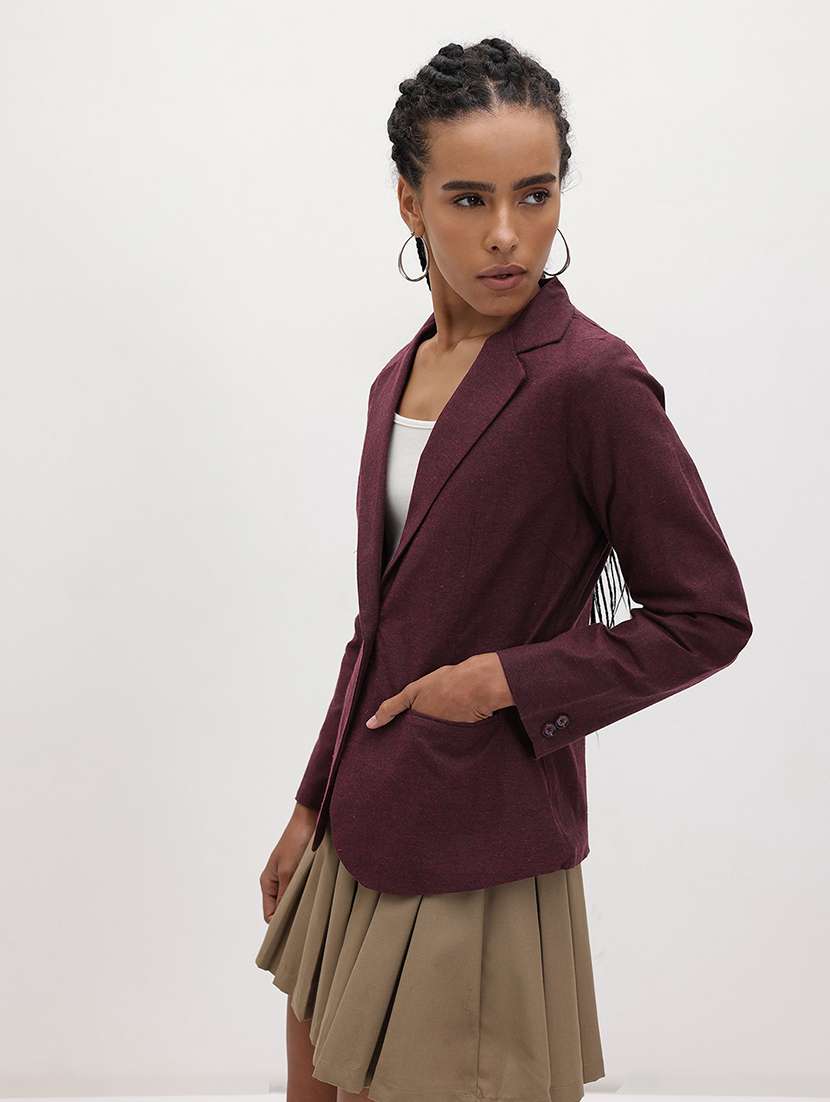 women solid long sleeve single breasted blazer - 22184205 -  Standard Image - 2