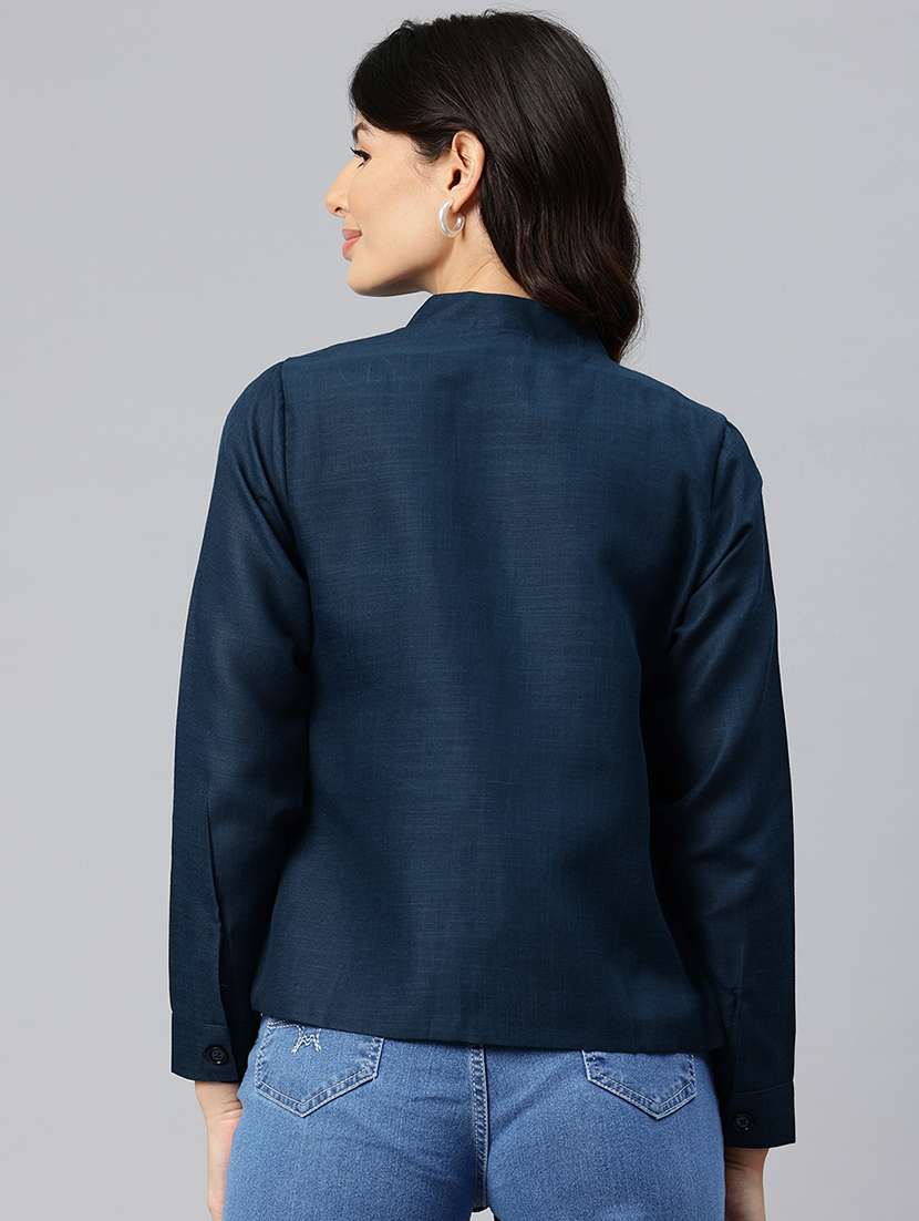 women solid long sleeve regular jacket - 22184215 -  Standard Image - 2