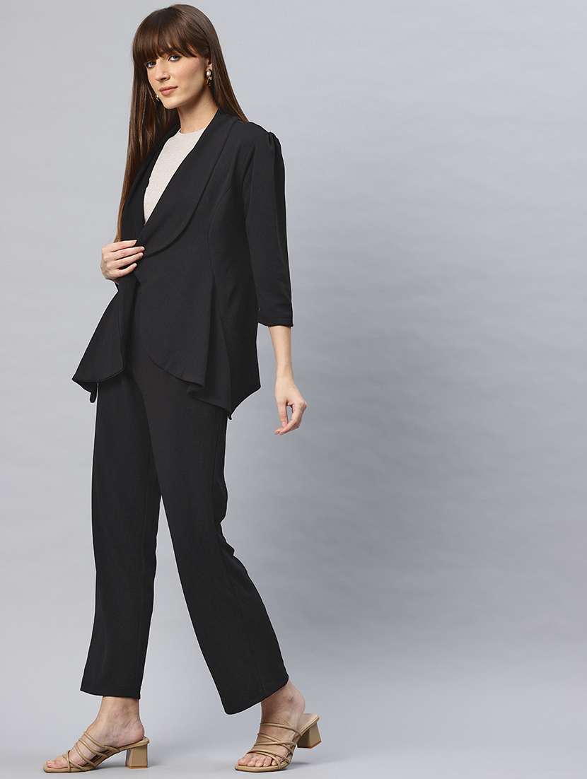 women solid blazer & trouser co-ord set - 22184234 -  Standard Image - 2