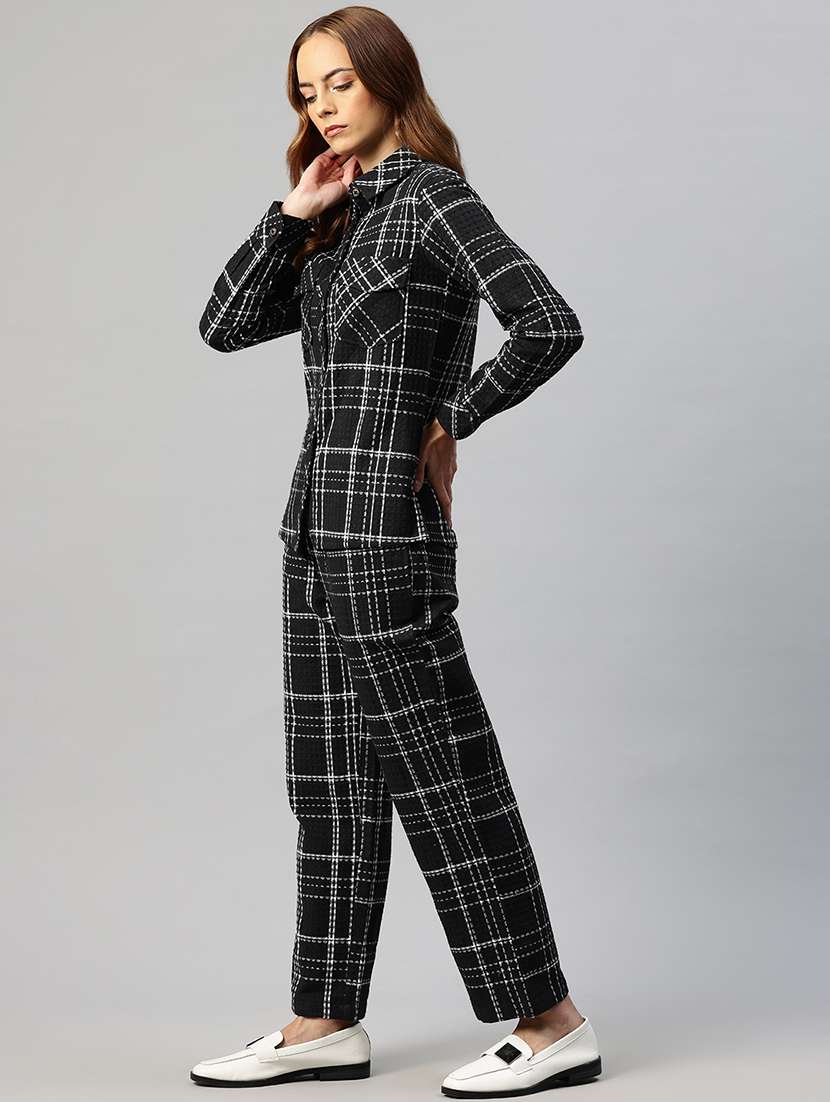 women checkered shirt & trouser co-ord set - 22184236 -  Standard Image - 2