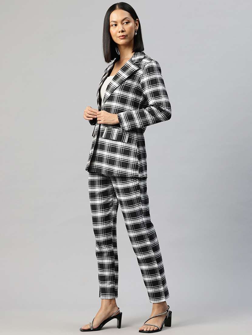 women checkered blazer & trouser co-ord set - 22184239 -  Standard Image - 2
