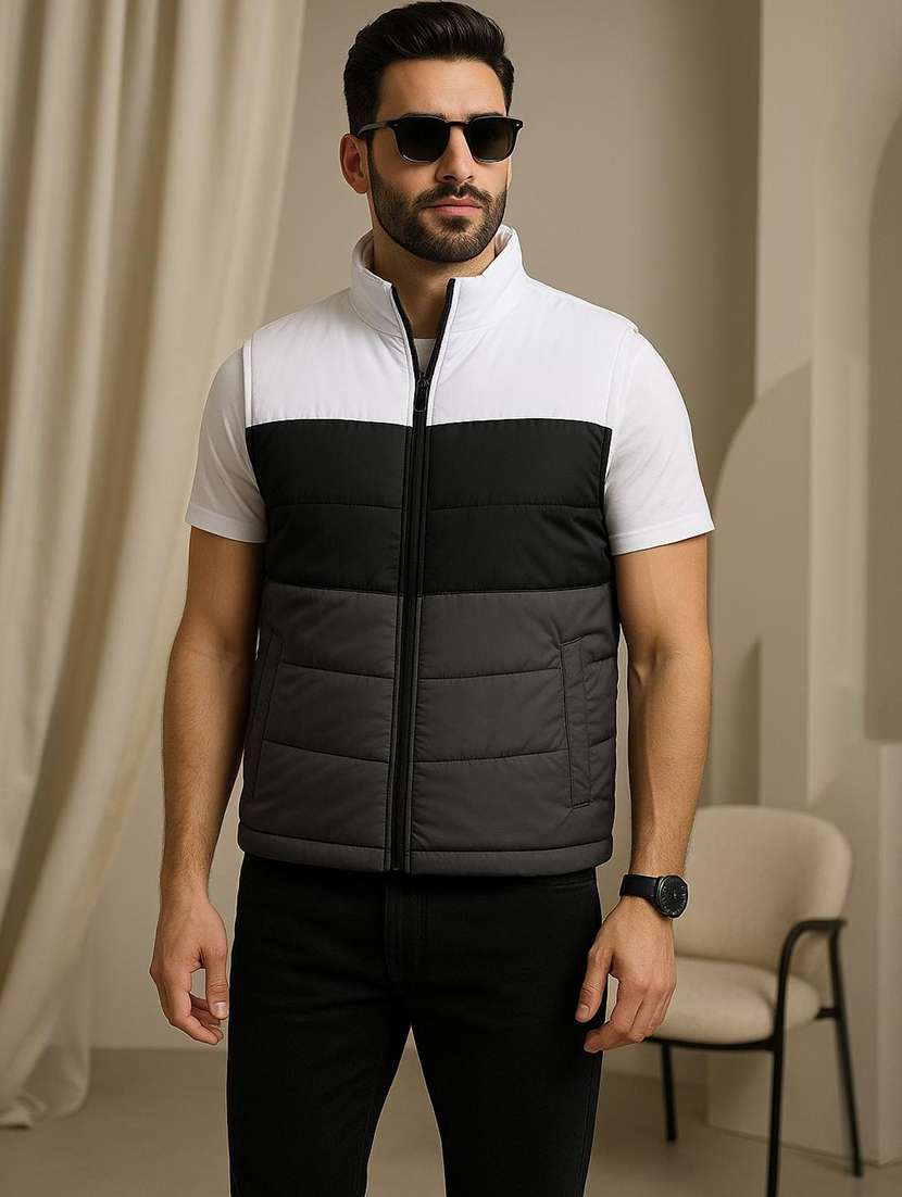 men color block sleeveless puffer jacket - 22184264 -  Standard Image - 2