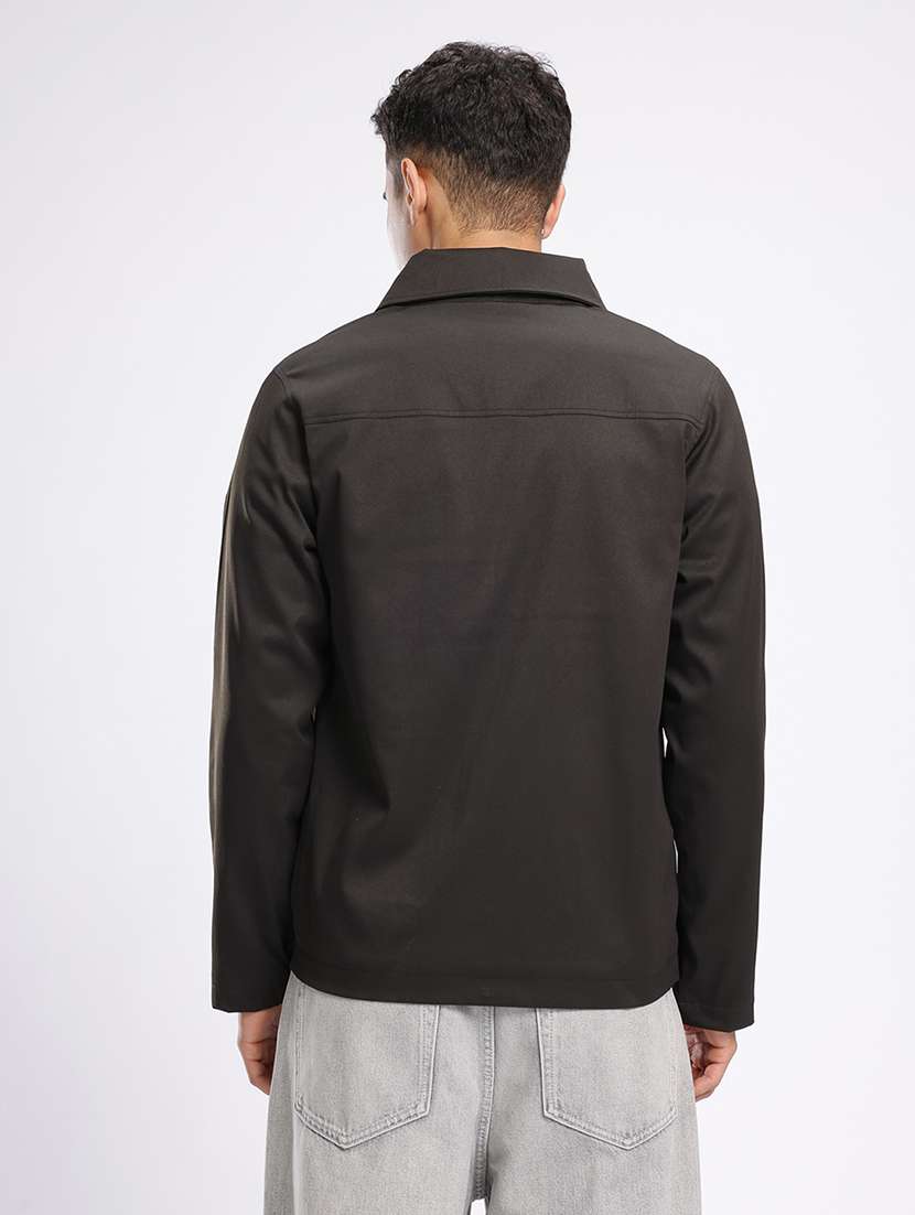 men solid long sleeve regular fit shacket - 22184280 -  Standard Image - 2