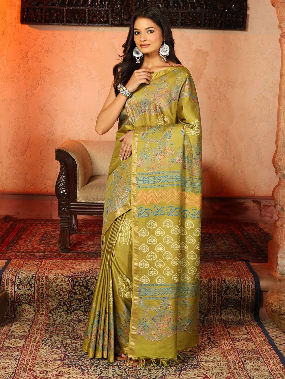 women printed casual wear saree with blouse - 22184302 -  Standard Image - 2