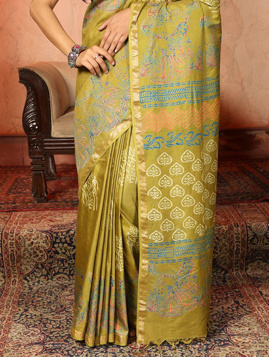 women printed casual wear saree with blouse - 22184302 -  Standard Image - 7